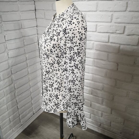 Banana Republic Ladies Size Small Black Grey & White Patterned Blouse - Picture 4 of 7